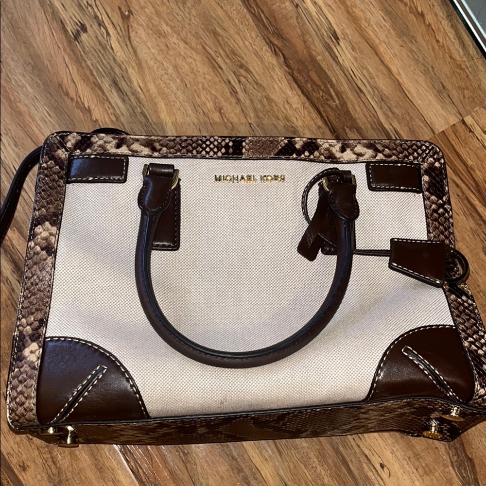 Michael Kors Brown and Cream Satchel Bag